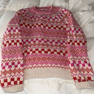 Marine Layer Pink and Red Geometric Sweater